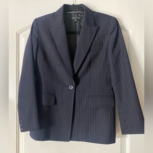 Ann Klein Womens pink pinstripe Single Button Career Blazer Size 6